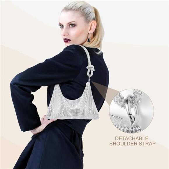 Clutch Purse for Women,Sparkly Rhinestone Evening Bag Wedding & Party - Picture 7 of 8